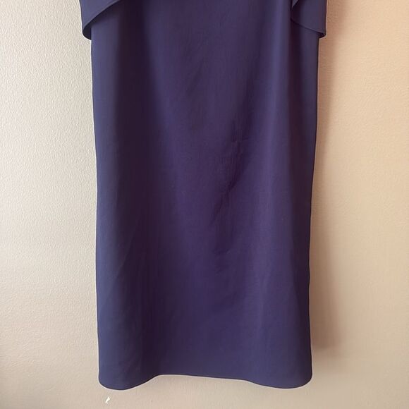 Alice + Olivia Etta Ruffle-Trimmed Crepe Mini Cocktail Dress Navy Blue Sz M - Picture 5 of 8